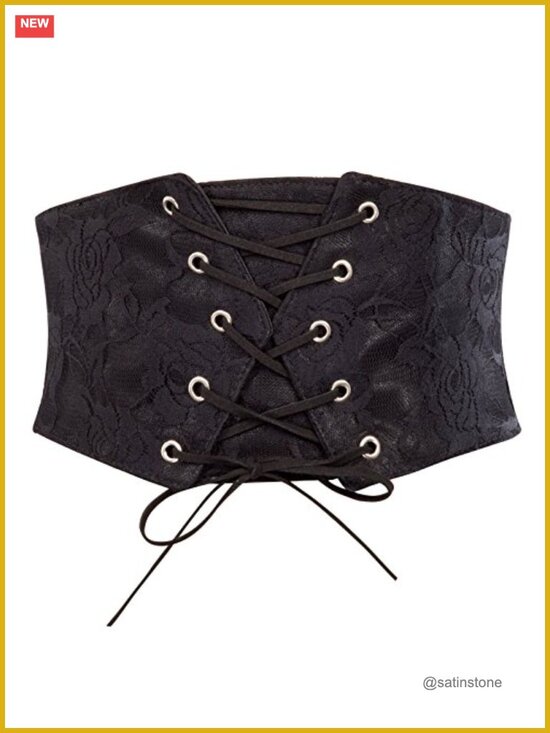Wide Faux Leather Corset Belt Lace-up Front Steampunk Renaissance Waist Cincher main image 5